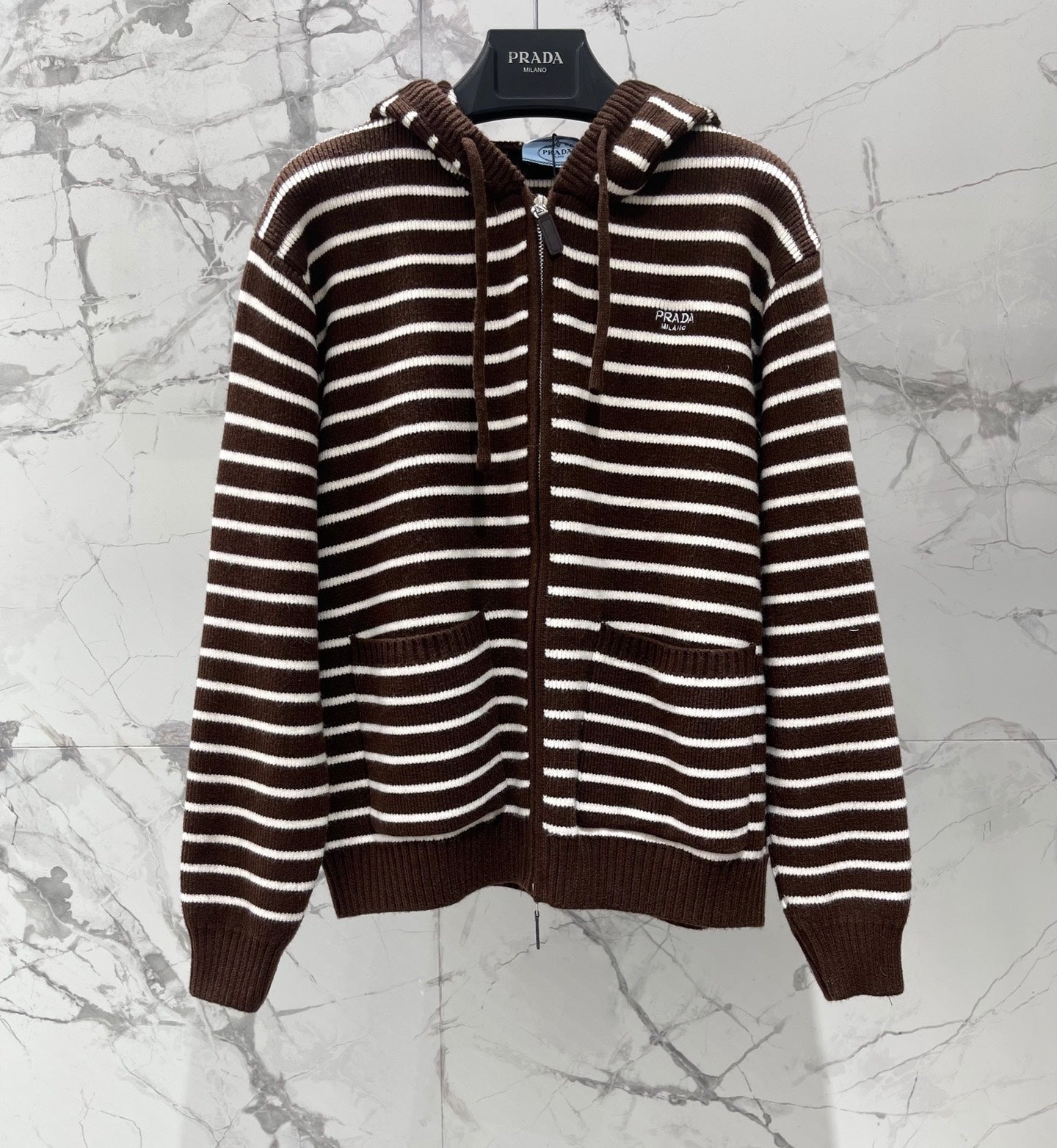 PRADA 26S KNIT ZIP-UP HOODIE 1275