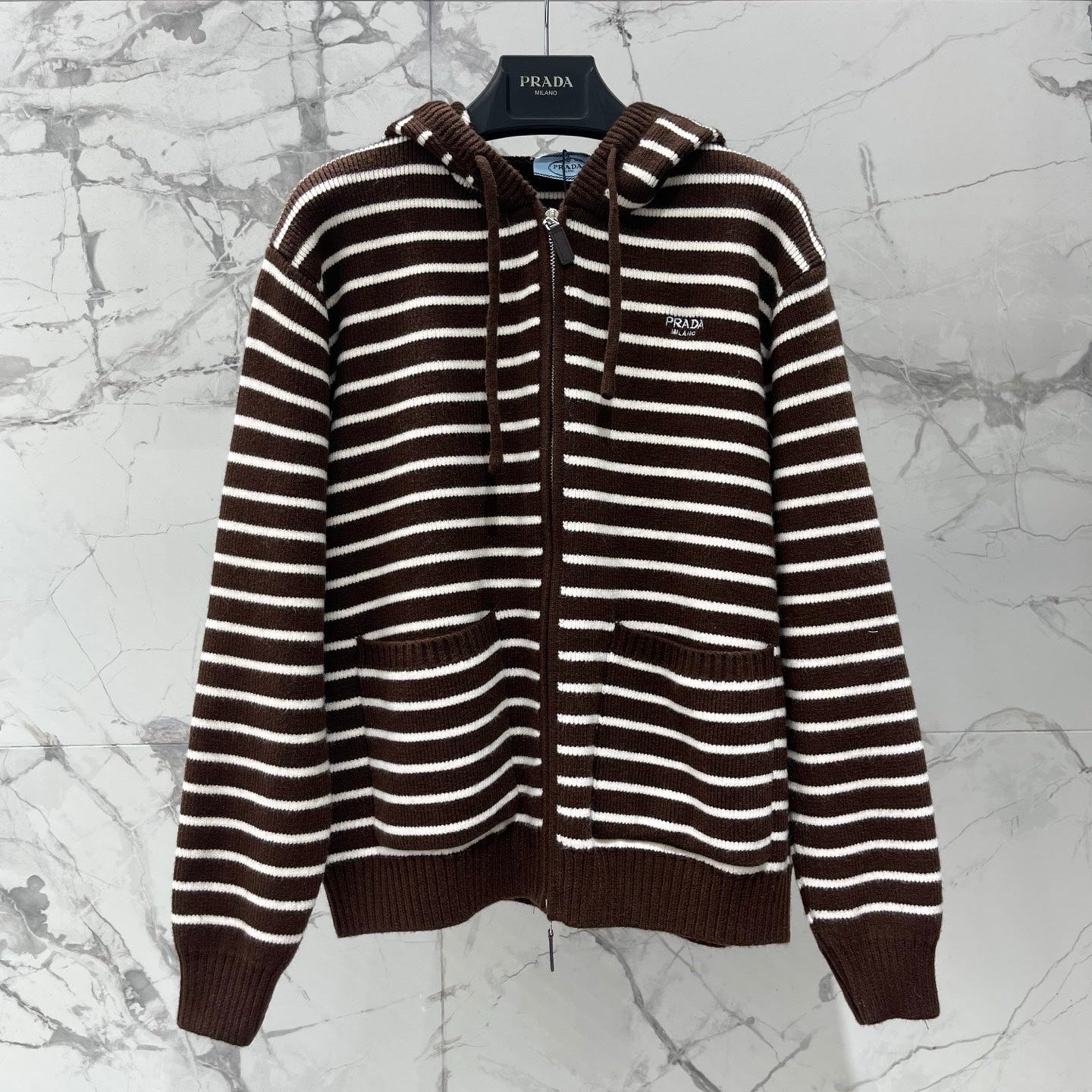 PRADA 26S KNIT ZIP-UP HOODIE 1275