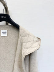 HERMES 25S KNIT HOODED COAT WITH SHEARLING TRIM 216