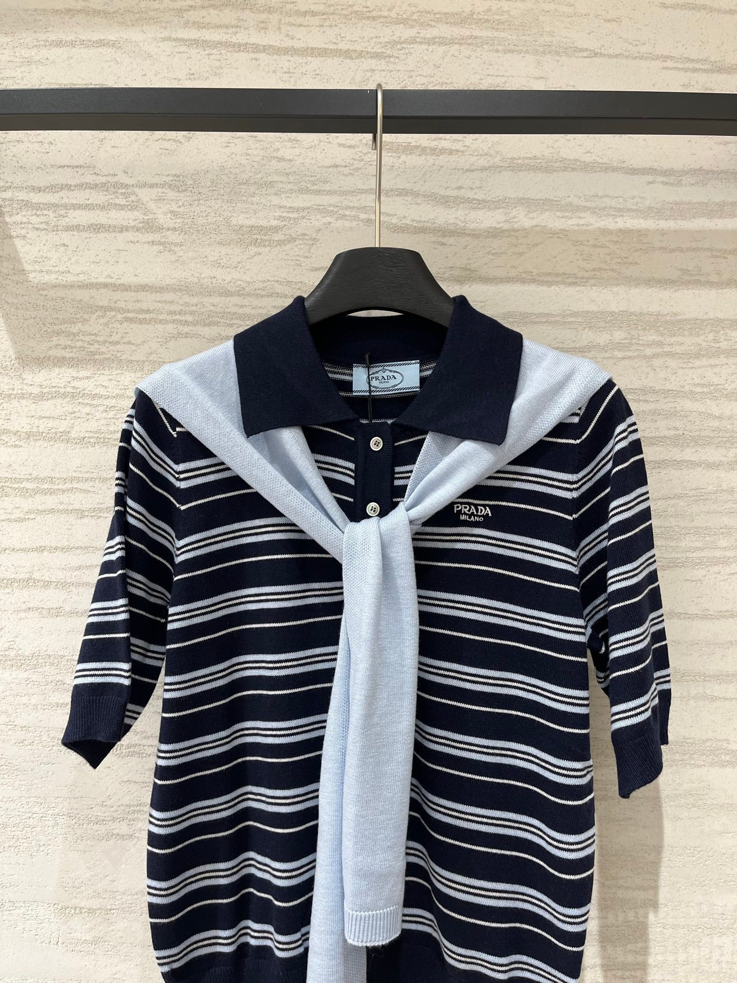 PRADA 26S SHORT-SLEEVE POLO SWEATER 1168