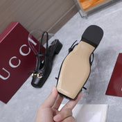 GUCCI 26S SLINGBACK PUMPS IN BLACK CALFSKIN GOLD HARDWARE