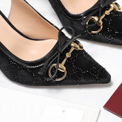GUCCI 26S SLINGBACK PUMPS 100MM IN BLACK VELVET GOLD HARDWARE WITH BOW