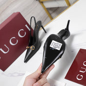 GUCCI 26S SLINGBACK PUMPS 85 MM IN BLACK CALFSKIN