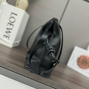 LOEWE 25S LARGE FLAMENCO CLUTCH BAG 30 IN BLACK CALFSKIN