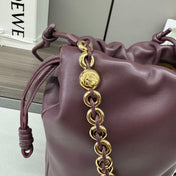 LOE 32 FLAMENCO PURSE BUCKET IN CHESTNUT BROWN LAMBSKIN
