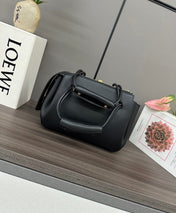 LOEWE 25S MEDIUM MADRID BAG 23 IN BLACK CALFSKIN GOLD HARDWARE
