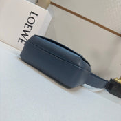 LOEWE 25S PEBBLE BAG 23 IN STEEL BLUE CALFSKIN SILVER HARDWARE