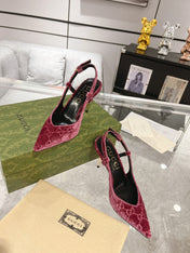 GG SLINGBACK HIGH HEEL PUMP MAGENTA VELVET