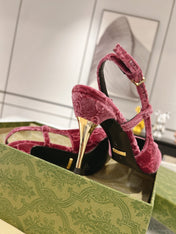 GG SLINGBACK HIGH HEEL PUMP MAGENTA VELVET