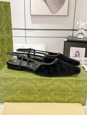SLINGBACK FLATS IN BLACK VELVET