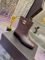 CHANEL 26S ANKLE BOOTS WITH SIDE ZIPPER 25 MM IN DARK BROWN CALFSKIN CC LOGO
