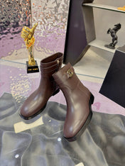 CHANEL 26S ANKLE BOOTS WITH SIDE ZIPPER 25 MM IN DARK BROWN CALFSKIN CC LOGO