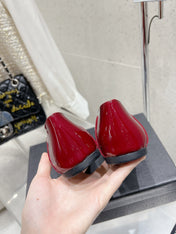 BALLERINA FLATS IN RUBY RED PATENT CALFSKIN