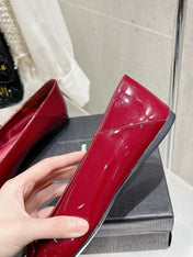 BALLERINA FLATS IN RUBY RED PATENT CALFSKIN