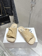 LOEWE 26S EASE SLIDE IN BEIGE SUEDE