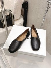 CELINE 26S FLAT SHOES IN BLACK LAMBSKIN