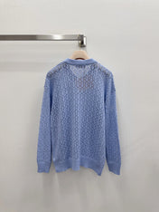 MIUMIU 26S V-NECK OPENWORK KNIT SWEATER 1299