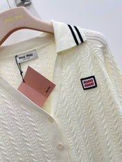 MIUMIU 26S CABLE-KNIT COLLAR CARDIGAN 1257