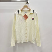 MIUMIU 26S CABLE-KNIT COLLAR CARDIGAN 1257