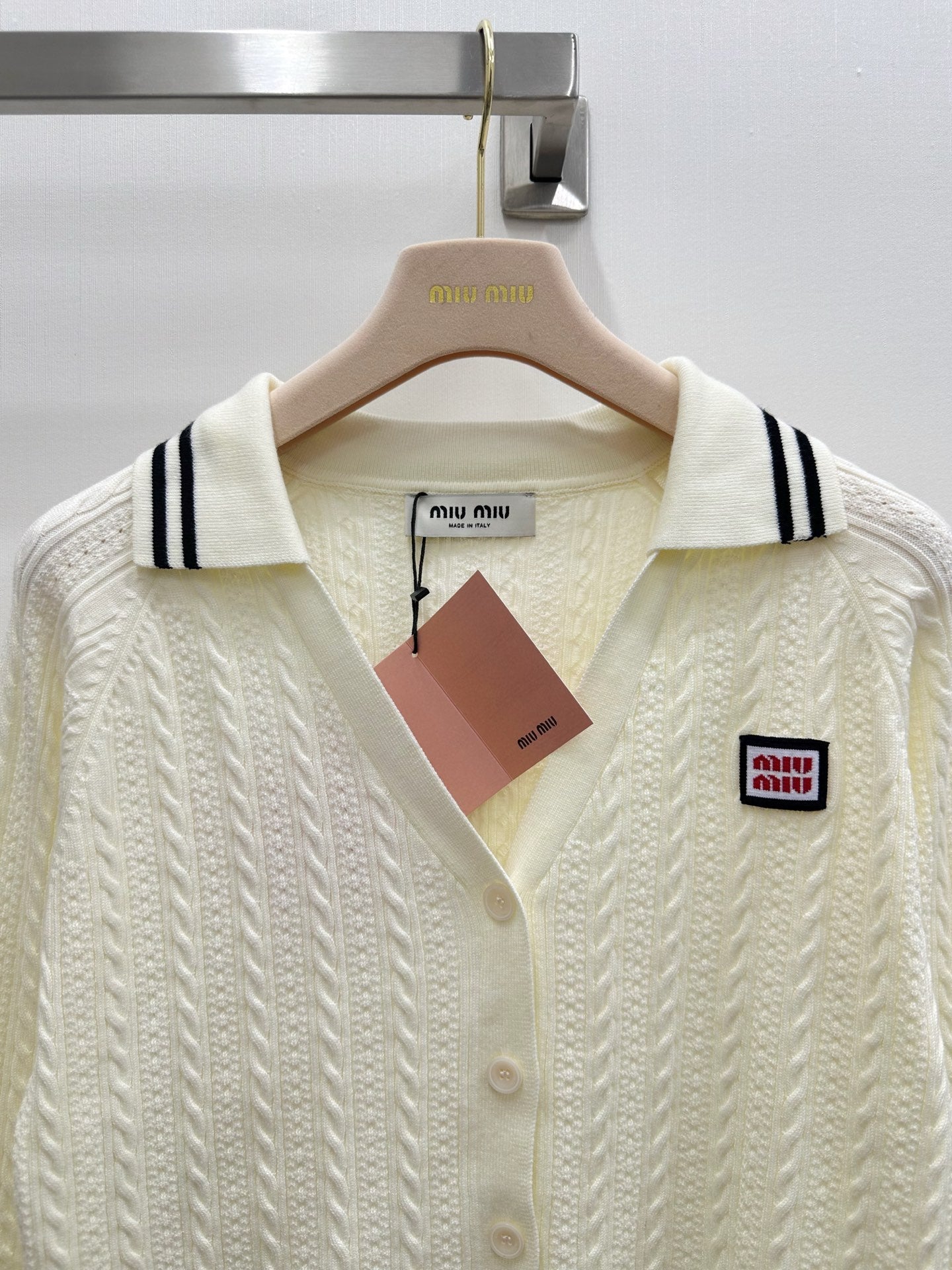 MIUMIU 26S CABLE-KNIT COLLAR CARDIGAN 1257