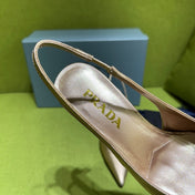 PRADA 25S SLINGBACK HIGH HEELS 75 MM IN ROSE GOLD SHEEPSKIN