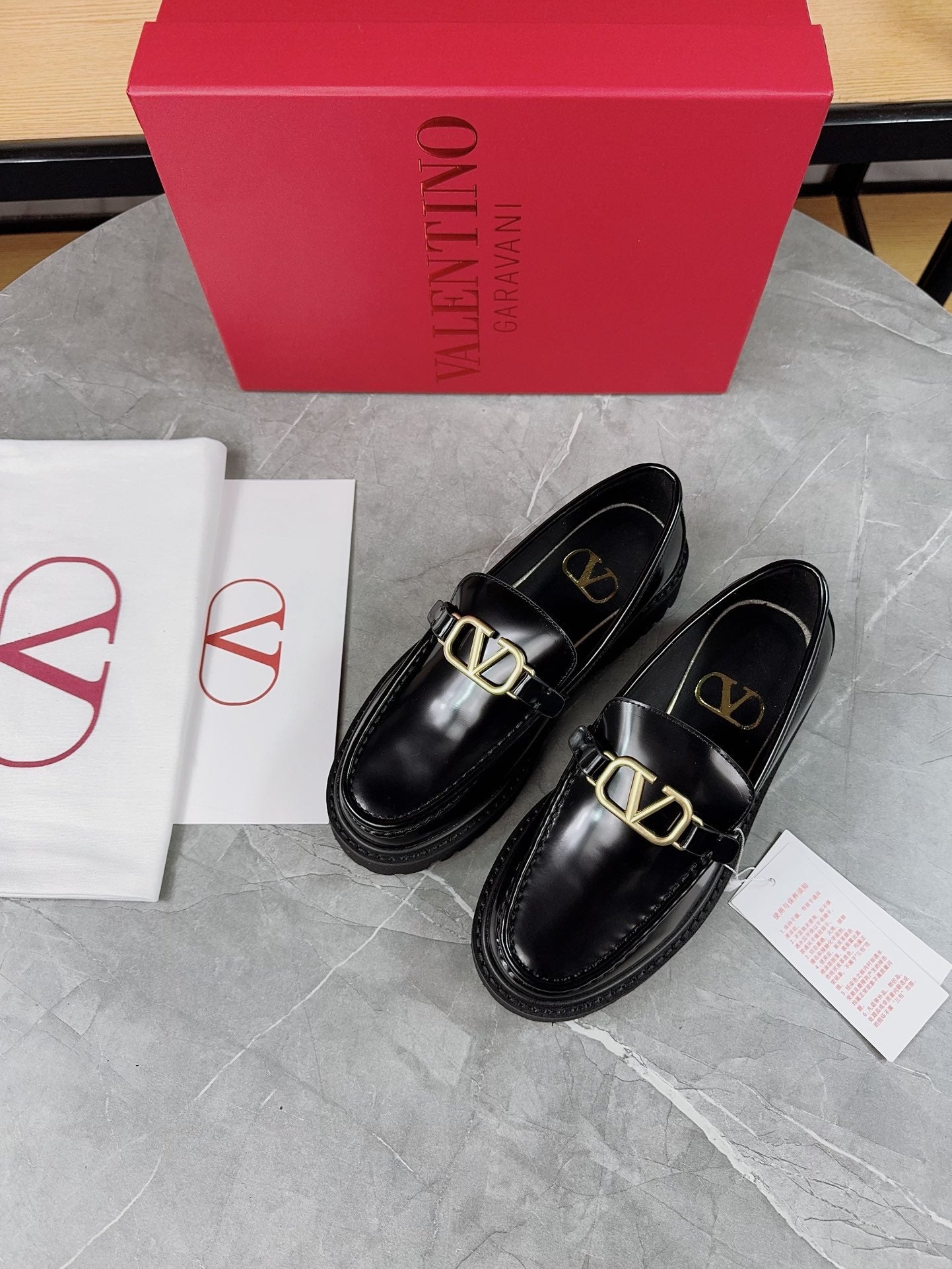 VALENTINO 26S LOAFERS IN BLACK GLOSSY CALFSKIN