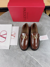 VALENTINO 26S LOAFERS IN BROWN GLOSSY CALFSKIN