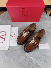 VALENTINO 26S LOAFERS IN BROWN GLOSSY CALFSKIN