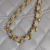 CHANEL 25S FLAP BAG 22 IN CHARCOAL GRAY CALFSKIN GOLD HARDWARE