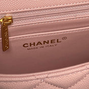 CHANEL 25S FLAP BAG 22 IN PINK CALFSKIN GOLD HARDWARE