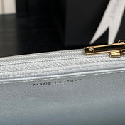 CHANEL 25S CHAIN WALLET 19 IN LIGHT BLUE LAMBSKIN GOLD HARDWARE
