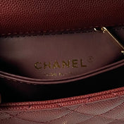 CHANEL 25S COCO HANDLE FLAP BAG 19 IN DARK RED CAVIAR