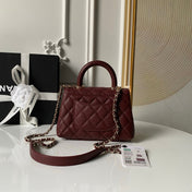 CHANEL 25S COCO HANDLE FLAP BAG 19 IN DARK RED CAVIAR