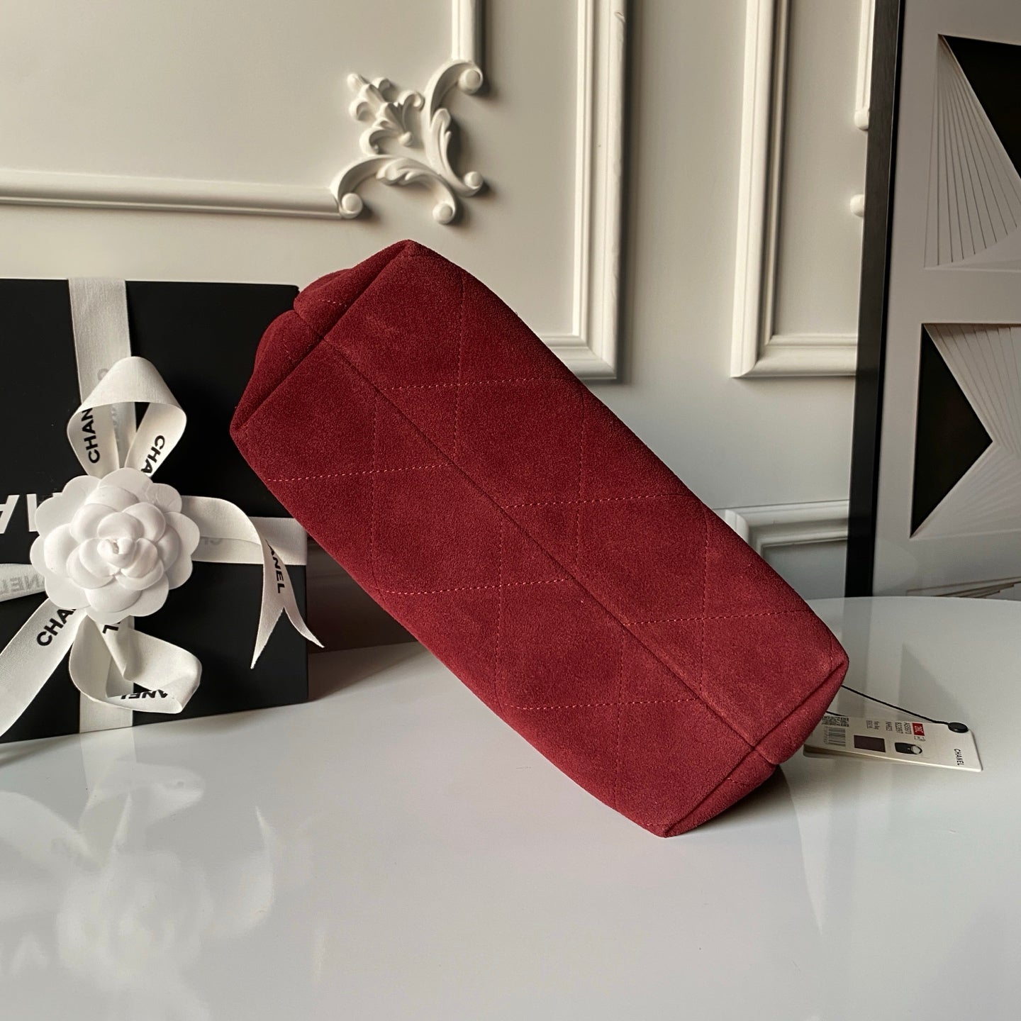 CHANEL 25S HOBO BAG 31 IN DARK RED SUEDE WITH GOLD HARDWARE
