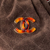 CHANEL 26S HAND BAG 24 IN DARK BROWN SUEDE