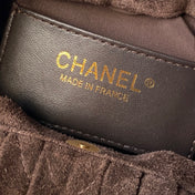 CHANEL 26S HAND BAG 24 IN DARK BROWN SUEDE