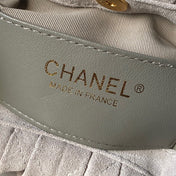 CHANEL 26S HAND BAG 24 IN LIGHT GREY BEIGE SUEDE