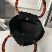CHANEL 26S HAND BAG 24 IN BLACK SUEDE