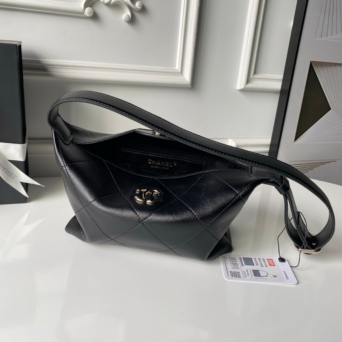 CHANEL 26S HOBO BAG 23 IN BLACK LAMBSKIN