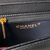 CHANEL 26S SMALL PREPPY COCO FLAP BAG 22 IN BLACK GRAINED CALFSKIN GOLD HARDWARE