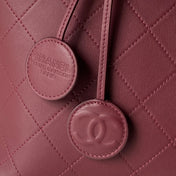 CHANEL 26S BUCKET SHOULDER BAG 27 IN BURGUNDY RED LAMBSKIN GOLD HARDWARE