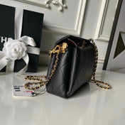 CHANEL 26S HOBO BAG SMALL 23 IN BLACK QUILTED LAMBSKIN GOLD HARDWARE