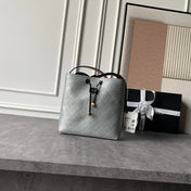 CHANEL 26S BUCKET BAG 23 IN SILVER GREY QUILTED CALFSKIN