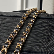 CHANEL 26S VANITY CASE 19 IN BLACK LIZARD-EMBOSSED LEATHER