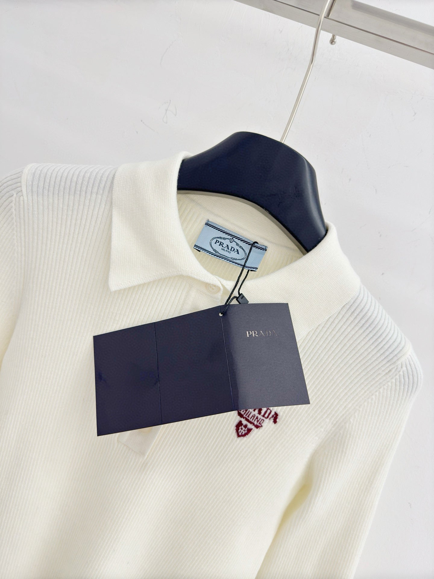 PRADA 25S LONG-SLEEVE KNITTED POLO SHIRT 294