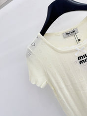 MIUMIU 26S SHORT-SLEEVED SWEATER STYLE 1076