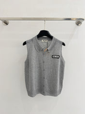 MIUMIU 26S SLEEVELESS KNIT POLO TOP STYLE 1070