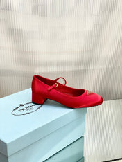 PRA NAPPA MARY JANE PUMPS CRIMSON SATIN