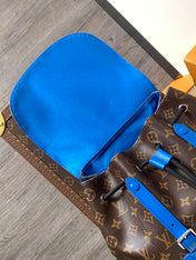 LV 25S CHRISTOPHER BACKPACK 48 IN BROWN AND PERSIAN BLUE CANVAS MONOGRAM