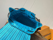 LV 25S CHRISTOPHER BACKPACK 48 IN BROWN AND CAPRI BLUE CANVAS MONOGRAM